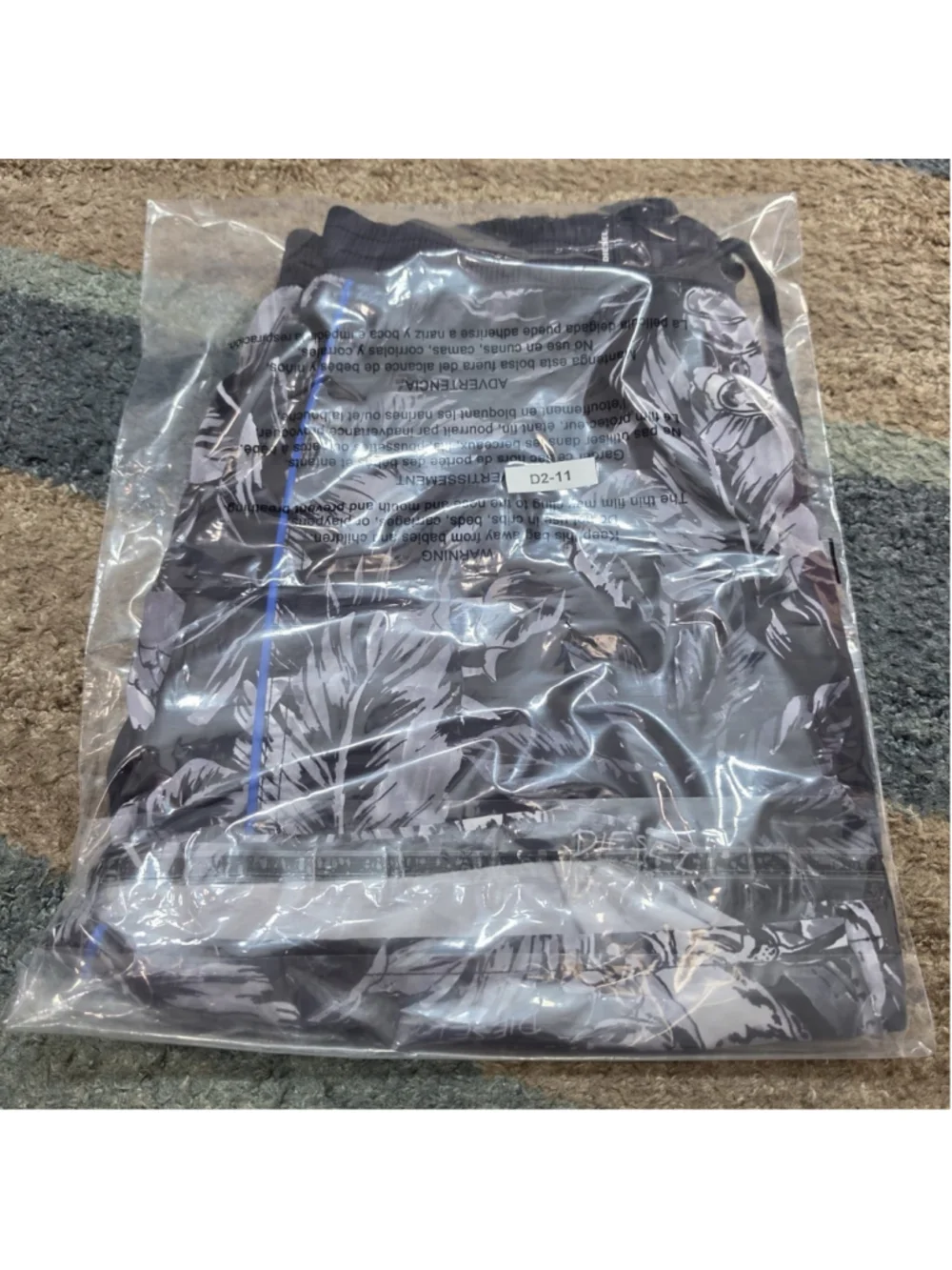Diesel Beachwear Swim Trunks Mens S Black Tropical Print Drawstring Shorts